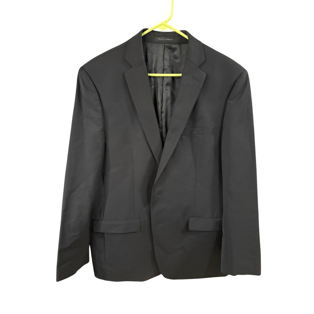 Calvin Klein Mens Black Wool‎ Blend Two Button Blazer Suit Jacket Size 44L